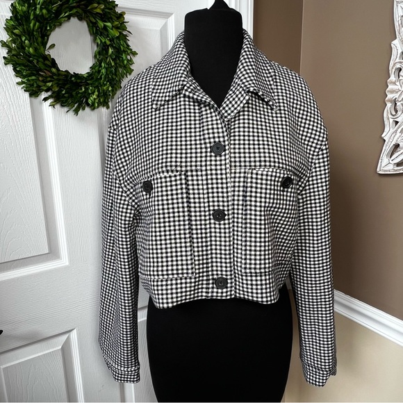 ⭐️ Truth by Republic Cropped Houndstooth Jacket Size 10 - Picture 4 of 15